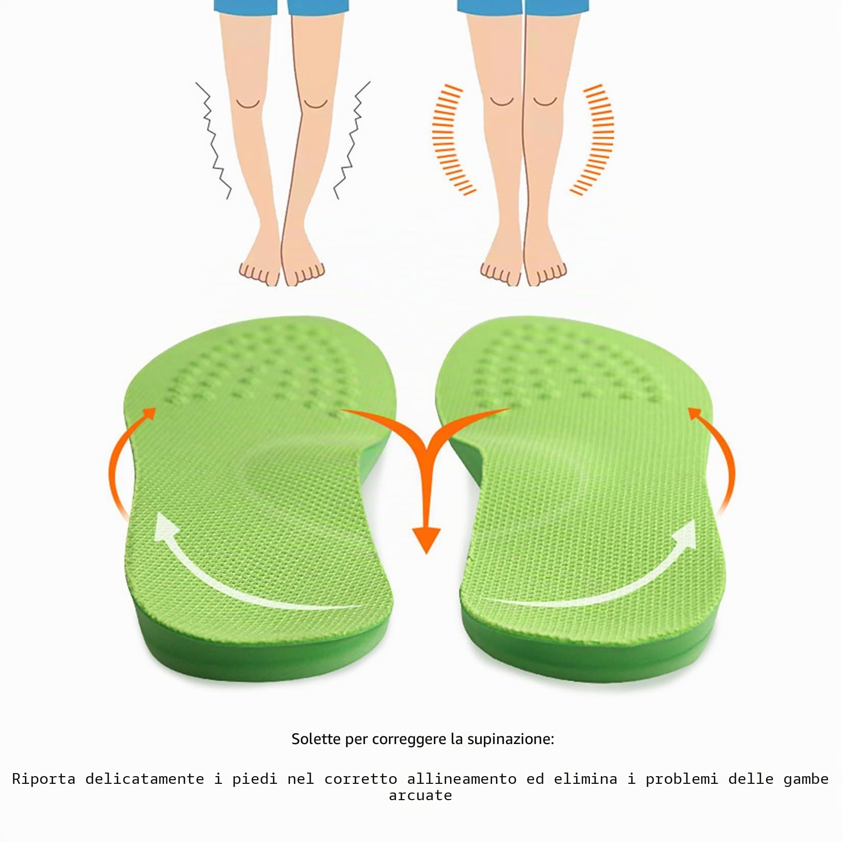 Solette di Supinazione per Uomini e Donne, Inserti di Supporto Dell'Arco Plantare, Solette a Cuneo del Tallone Laterale Correttivo per Rettificare i Piedi Piatti, Gambe O/X, Gambe ad Arco