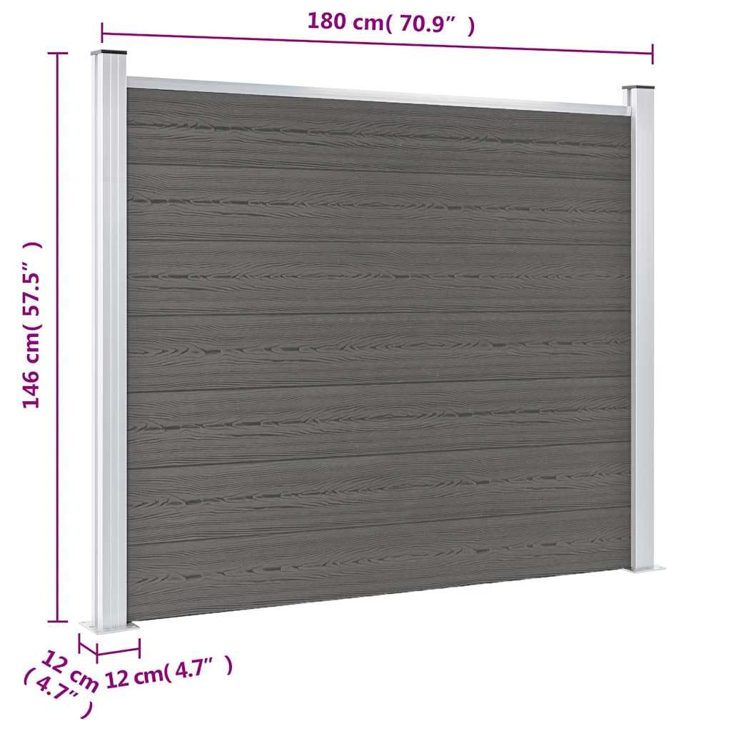 vidaXL Zaunelement Gartenzaun Sichtschutzzaun Lamellenzaun Windschutz Zaun Windschutzzaun Terrasse Stecksystem Lärmschutz WPC 180x146cm Grau