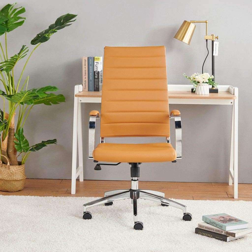 highback Chair Leather Home Office Desk Chairs Ergonomic Desk Chair and Computer Chair Black (4020-terracottta)