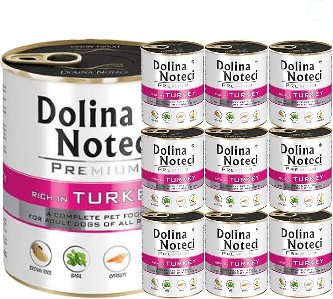 Dolina Noteci Premium – Gluten-Free Wet Dog Food 800g – High Meat Content – Natural Meal for Adult Dogs – No Artificial Additives – Omega 3 & 6 (Turkey, 10x800g)