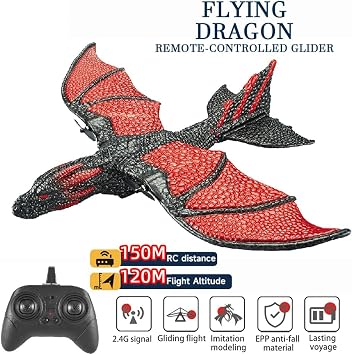 RC Plane 2.4G Simulated Flying Dragon Aircraft Remote Control Flying Model Glider Airplane EPP Foam Toys Gift for Kids Easy Install Easy to Use