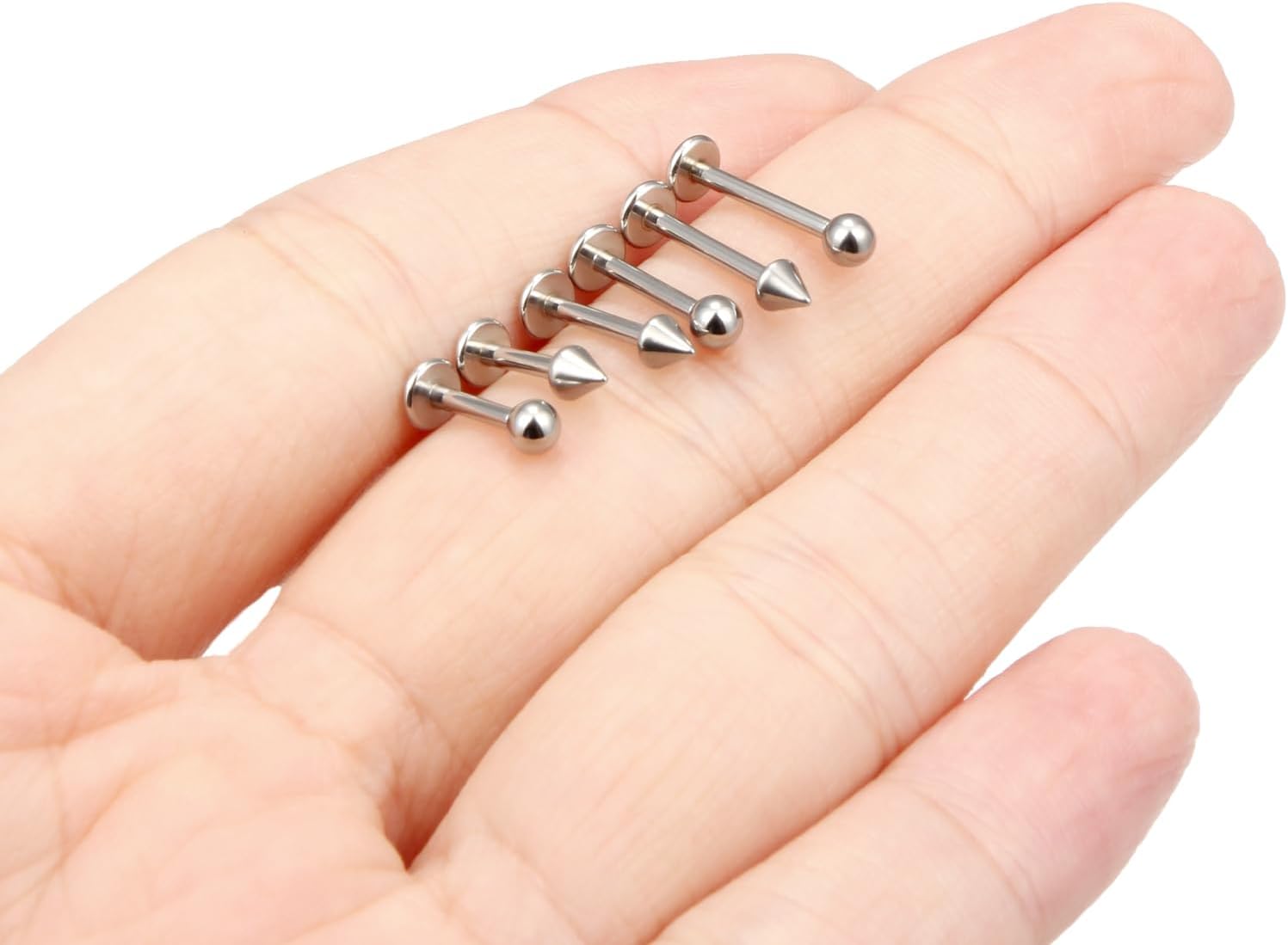 16G Labret Piercing Jewelry Internally Threaded Surgical Steel Monroe Piercing Lip Rings Studs Snake Bite Jewelry for Women Men Bar Length 6mm/8mm/10mm - Image 4