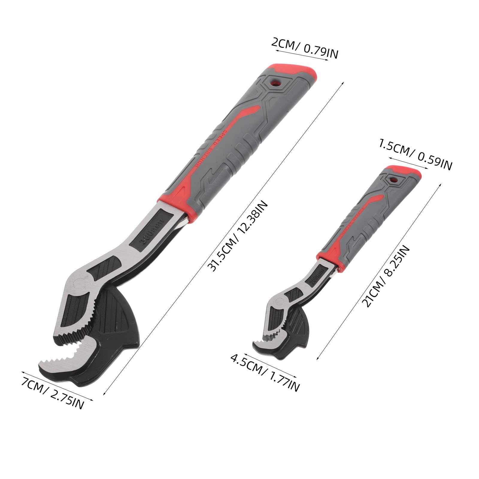 Ciieeo Llave de Tubería Ajustable Autoblocante Multifuncional de Acero Aleado Apertura Amplia para Reparaciones en Aplicaciones de Plomería, Pack de 2 Piezas
