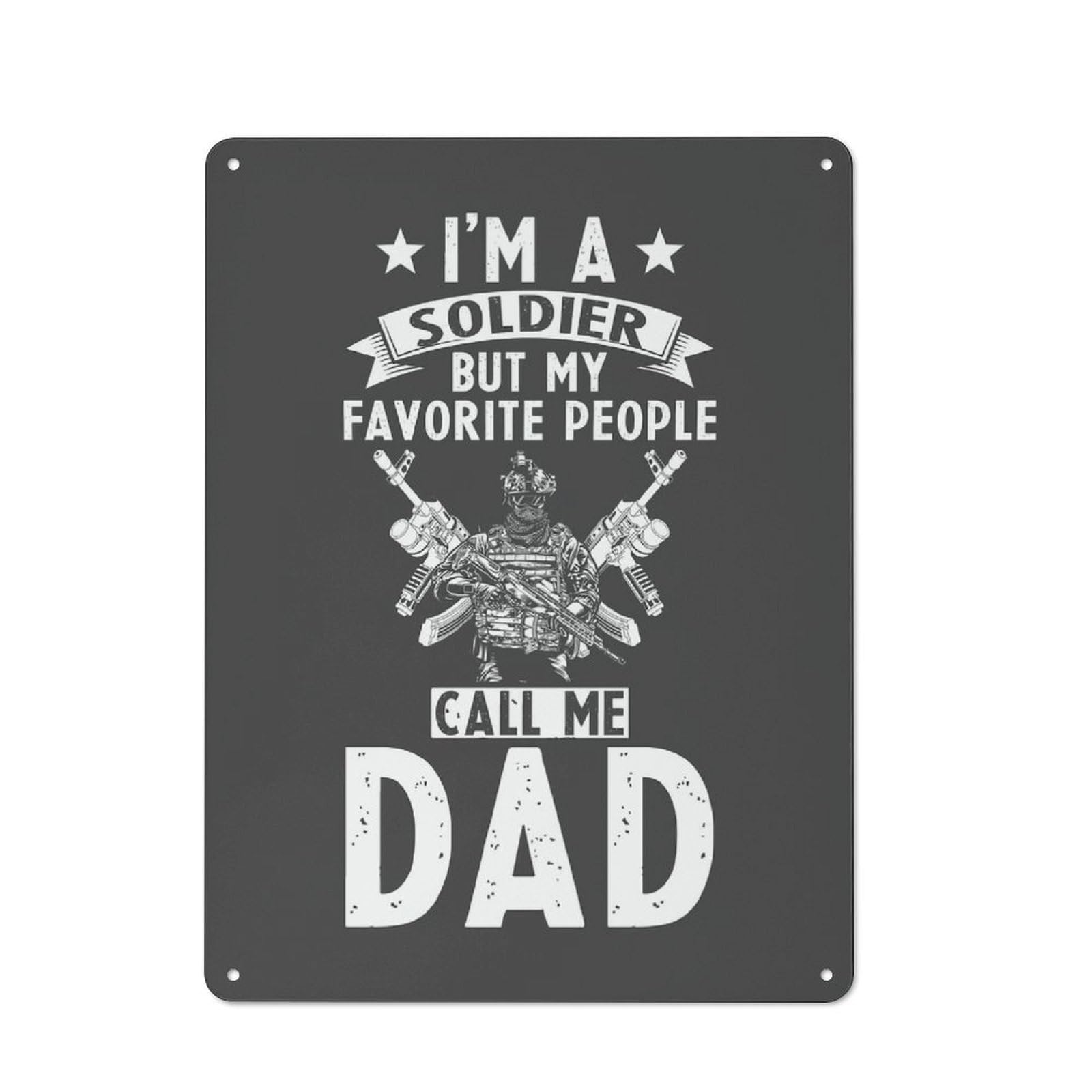 Junmoney Style-17 Tin Wall Plaque 40X30cm With Soldier Dad For Garage Wall, Suited To People Furnishing A Garage