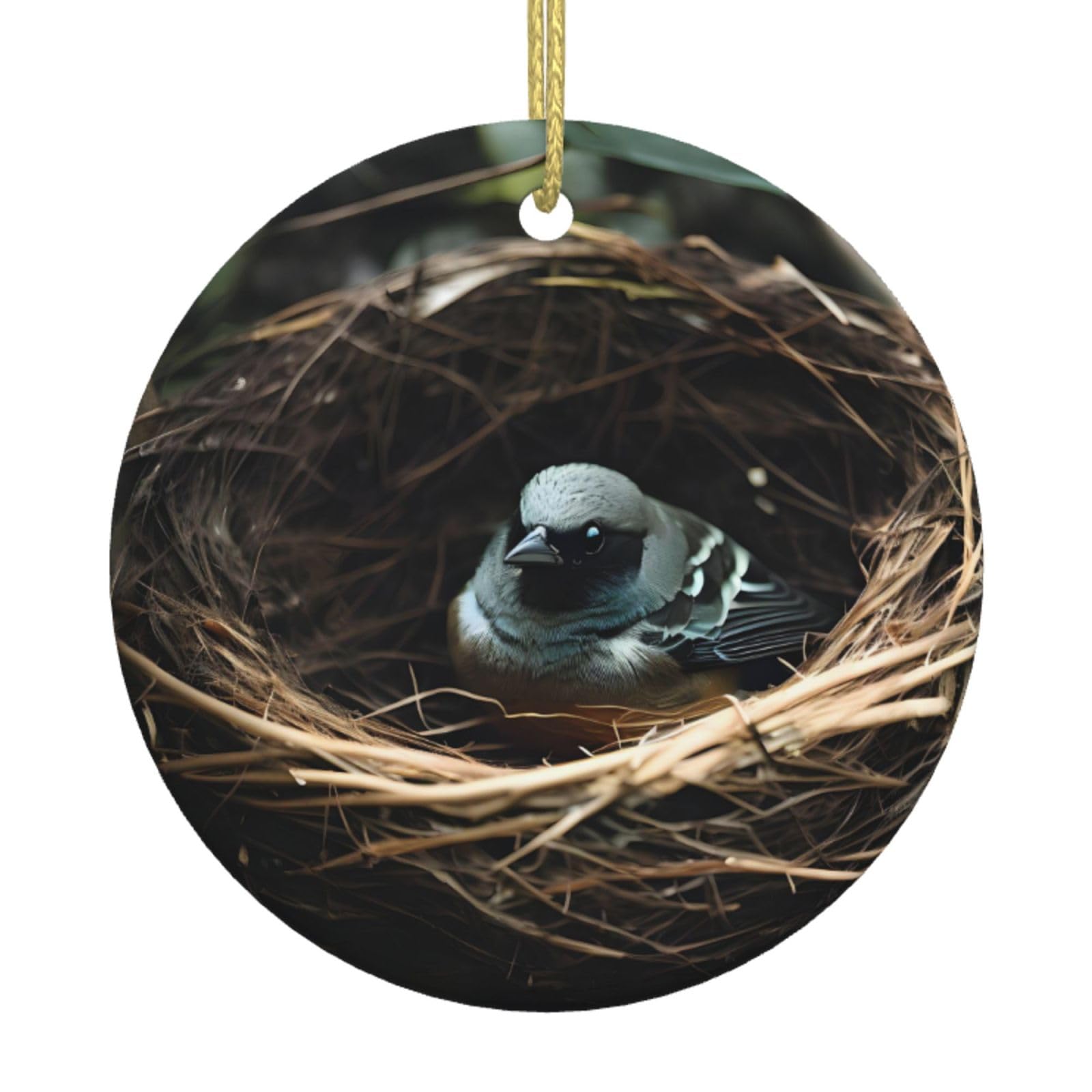 Little Bird nest Printed Christmas Tree Ceramic Ornaments Holiday Decoration Christmas Unique Pendant for Christmas Party