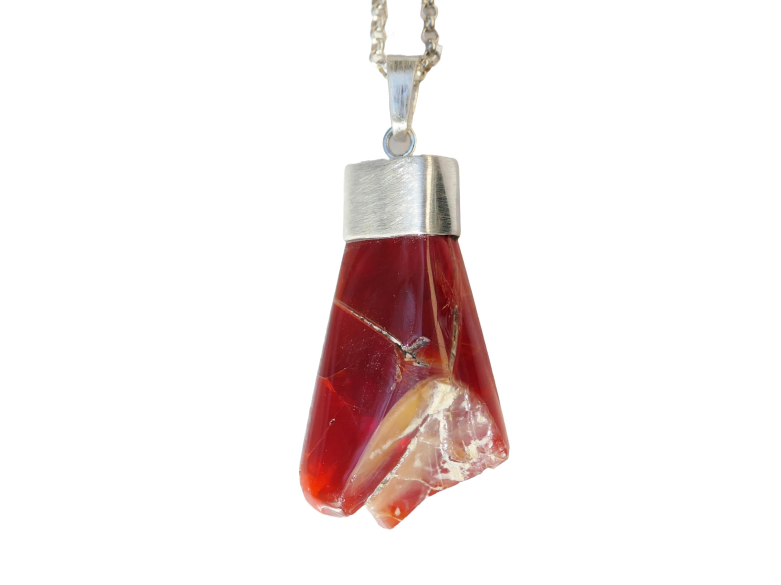 red fire opal necklace black silver, Mexican opal nugget pendant, unique jewelry for men and women