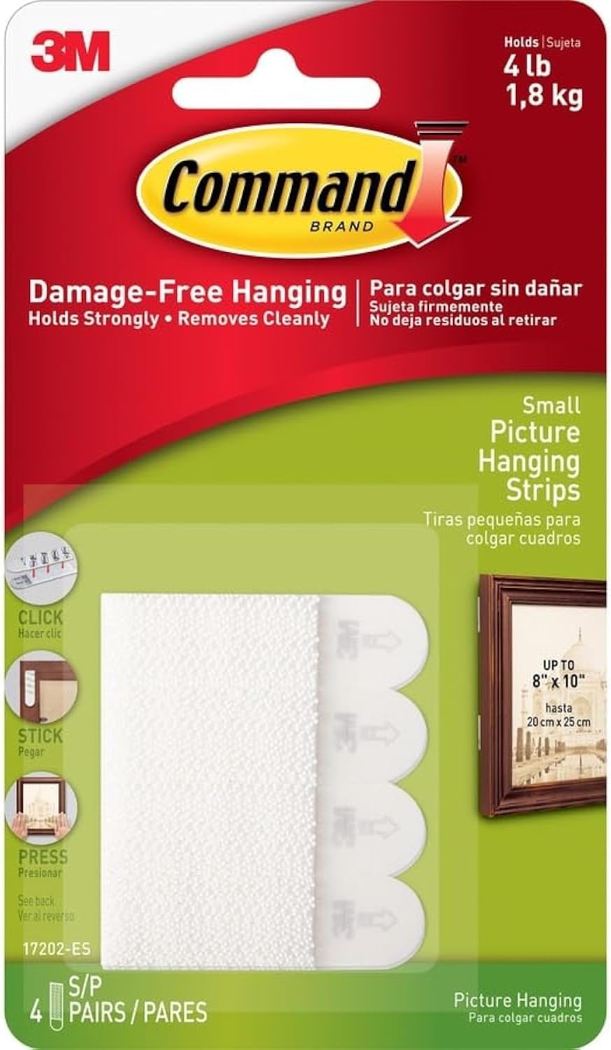 Command Small Picture Hanging Strips, White, 4-Pairs (17202-ES)