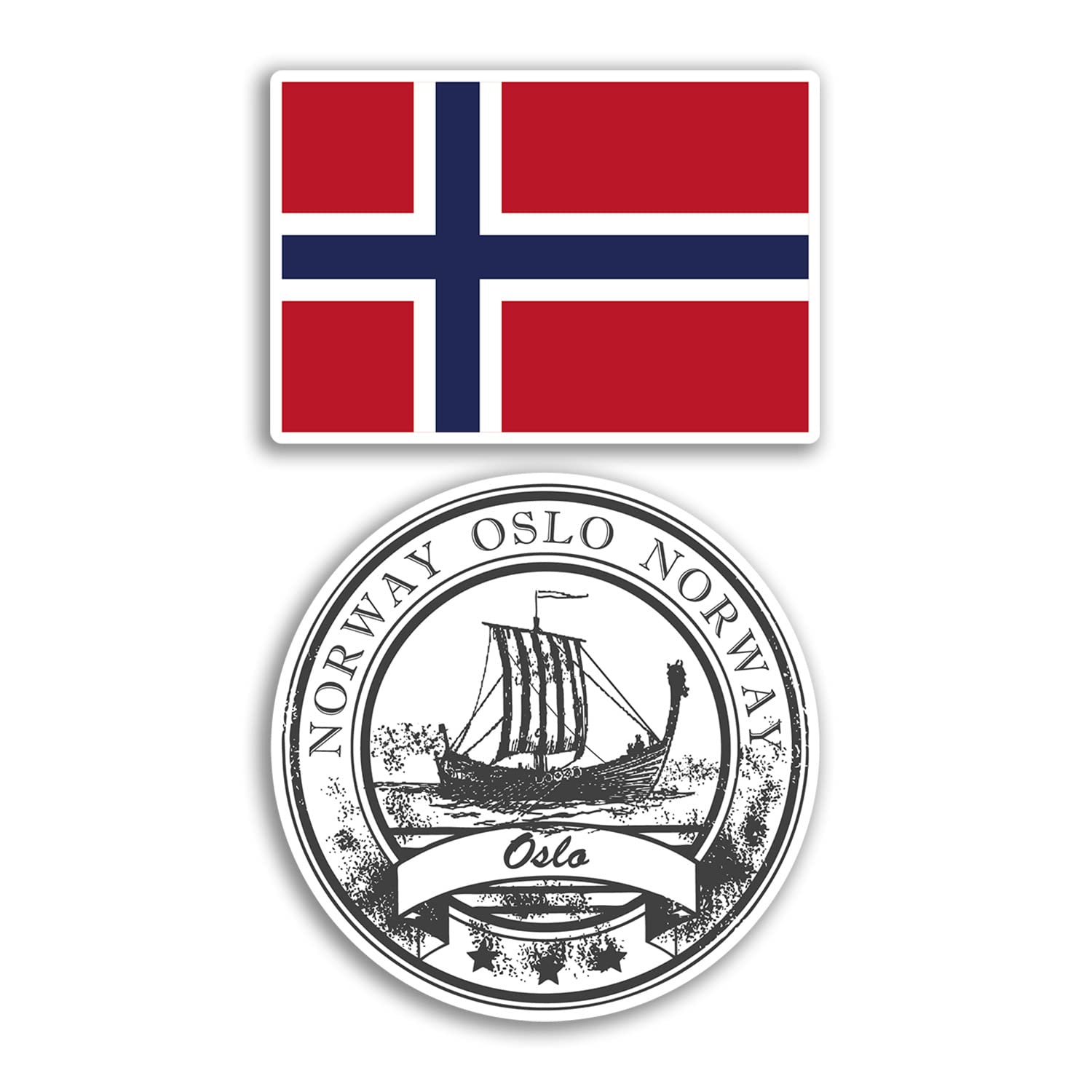 2 x 10cm Wide Oslo Vinyl Stickers - Norway Flag Norwegian Holiday Travel Gift #78551
