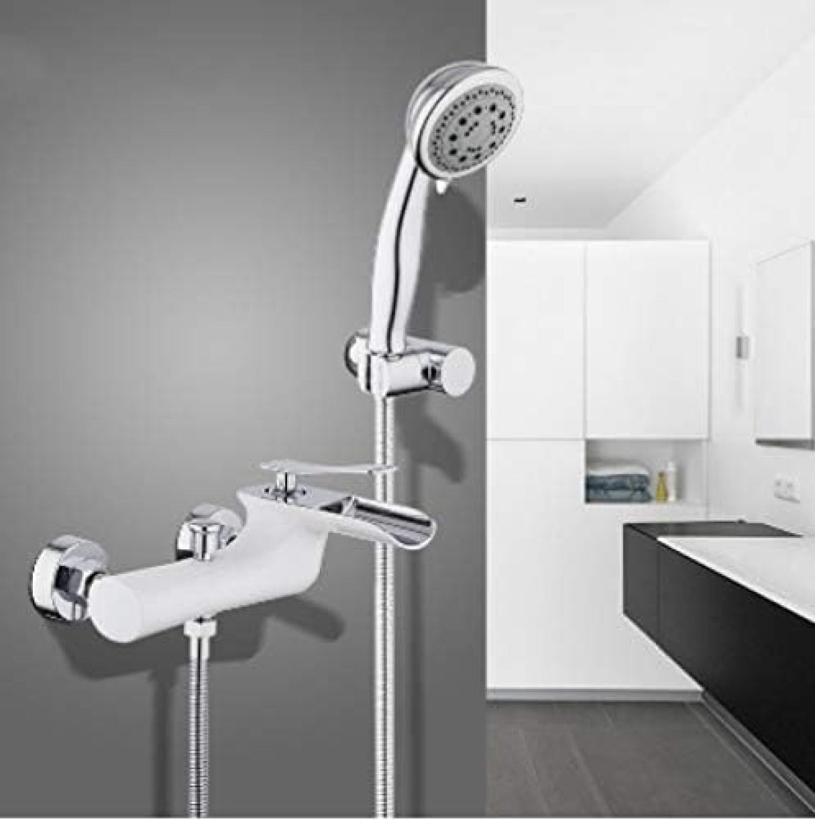 GLJTUO Shower system, Kitchen Taps Bathtub Faucets Chrome Brass Shower Set Bathtub Mixer Tap Single Handle Dual Contral Shower System For Bathroom