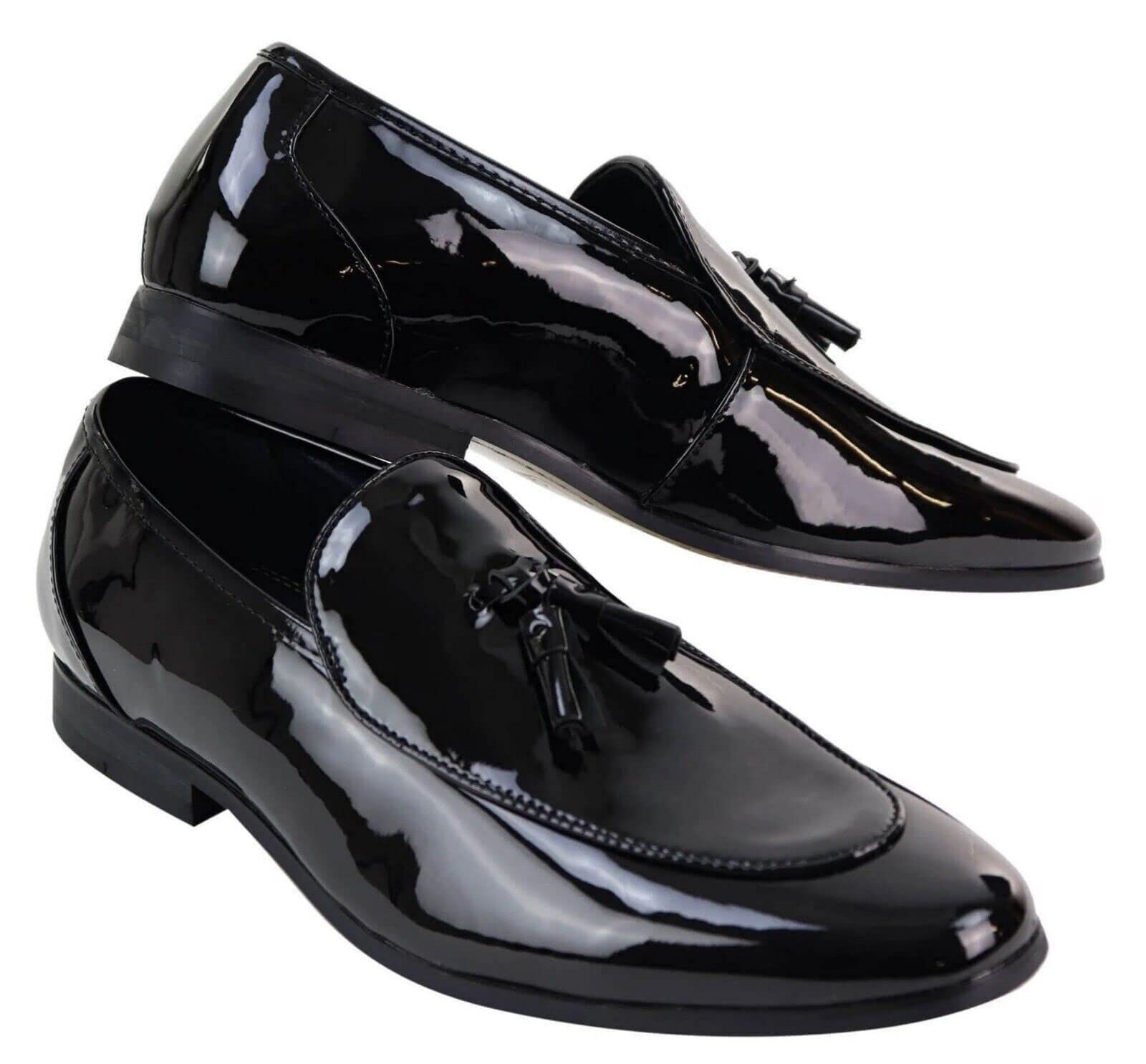 Mocassini da Uomo in Pelle Verniciata Nera con Nappa ClassicI Eleganti Slip On