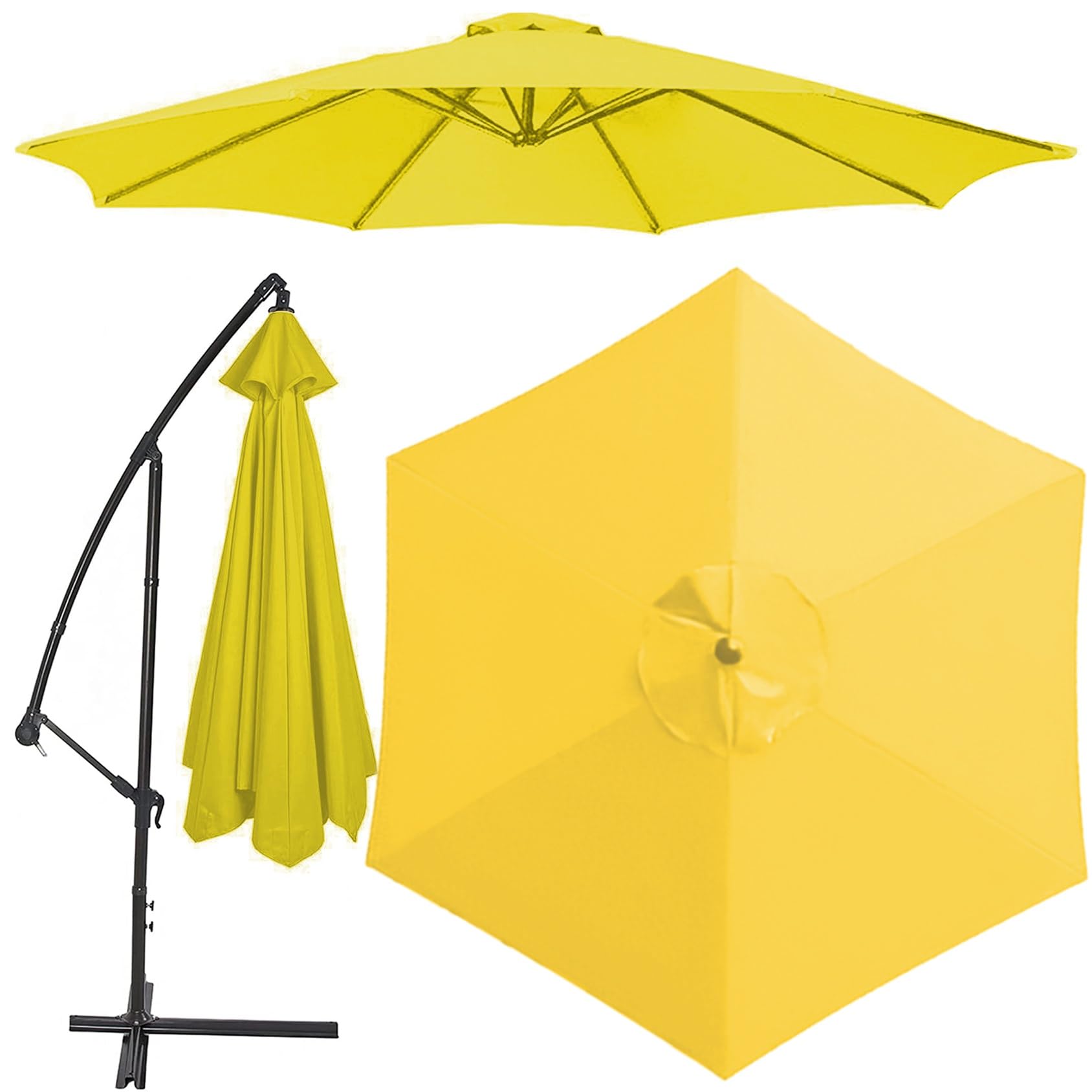 Replacement 8 Arms 6 Arms Sun Umbrella Cloth 6.5'/8.8'/9.8' (200cm/270cm/300cm) Parasol Replacement Canopy Replacement Parasol Fabric Cover For Garden Umbrella(Color:Yellow,Size:3.0 m(9.8ft)-8 Arms)
