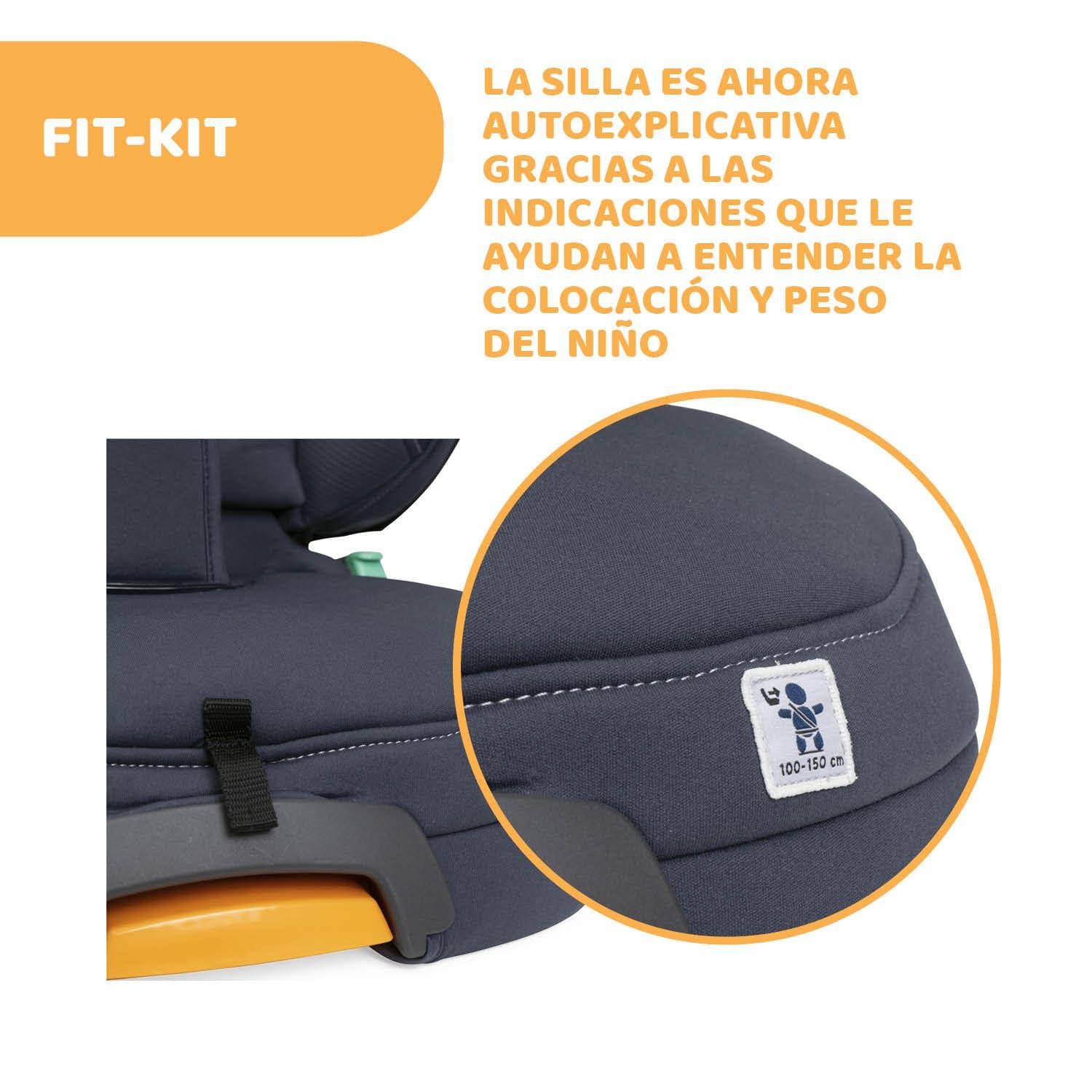 Chicco Fold&Go I-Size Fotelik Dziecięcy 100-150 Cm, Regulowany Fotelik Dla Dzieci W Wieku Ok. 3-12 Lat (Ok. 15-36 Kg), Składany i Przenośny, Z Osłoną Boczną, Regulowana Wysokość i Szerokość, India Ink