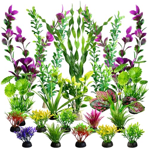 Promising Large Aquarium Decor Plastic Plants-Colorful Water Grass for Fish Tank, Green Fish Tank...
