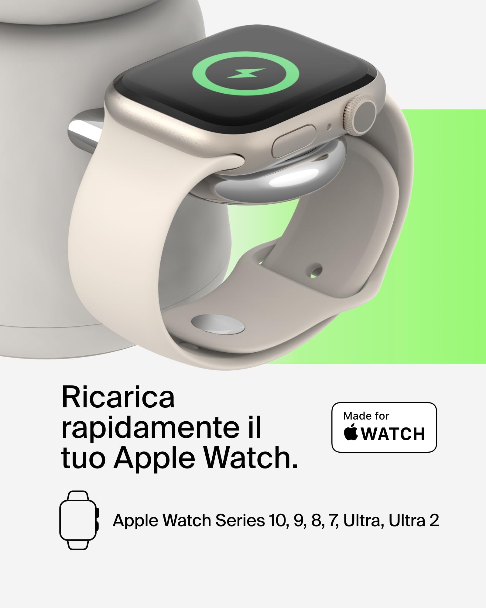 Belkin BoostCharge Caricabatteria wireless 2 in 1 con Qi2 da 15 W, caricatore MagSafe per iPhone 16, 15, 14, 13, 12, Apple Watch, AirPods e altri dispositivi Qi2, alimentatore incluso, grigio sabbia