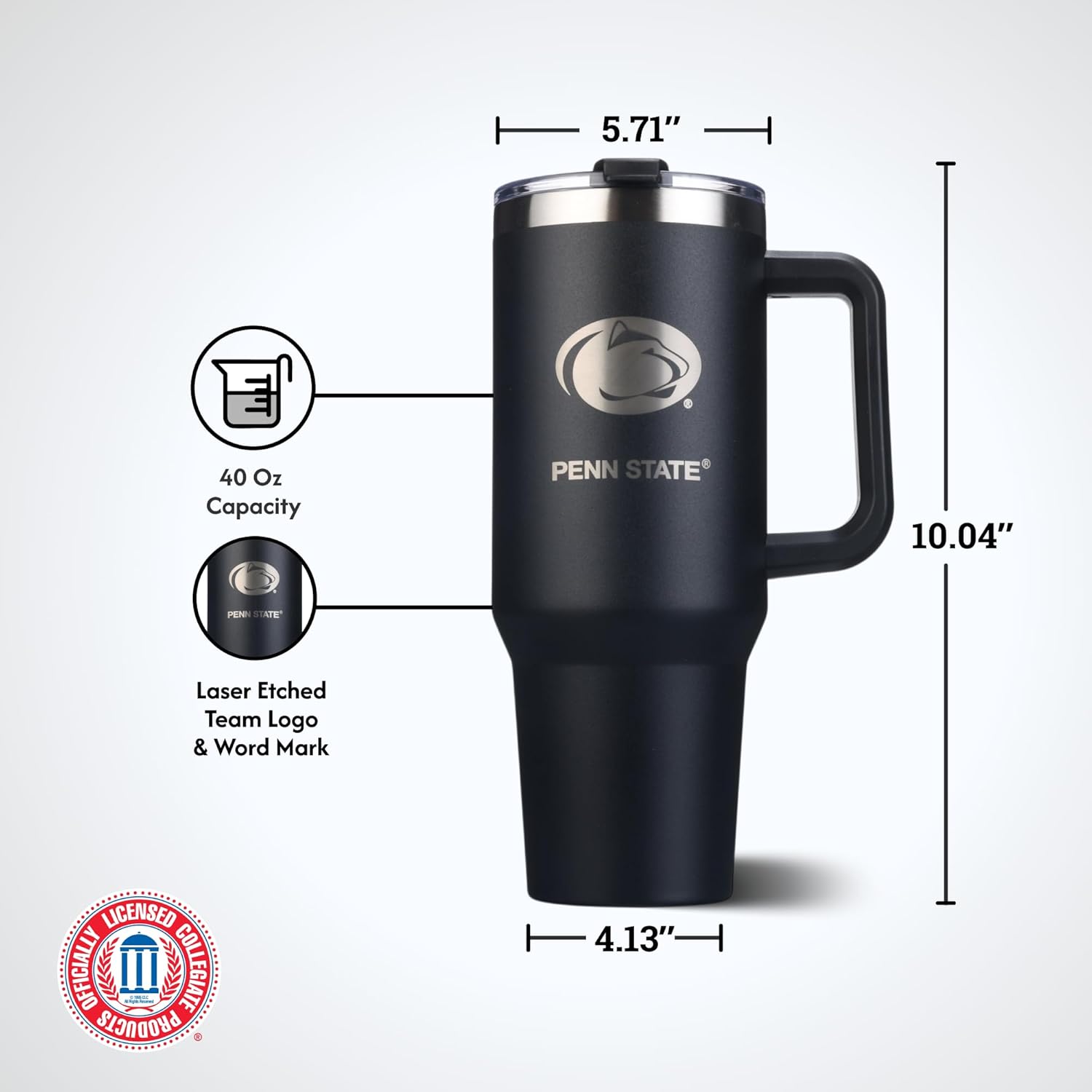 The Memory Company Officially Licensed NCAA 40oz Game Day Tumbler – Stainless Steel, Double-Wall Insulated Travel Mug with Handle, Straw & Laser-Engraved Team Logo - Image 5