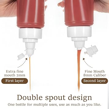 5Pcs Sauce Bottle 340Ml,Squeeze Bottle,Sauce Bottle Squeeze,Dual-opening caps: 2 and 8 mm in Diameter for easy Dosage Control, for a Wide Range of Sauces: Ketchup, Salad Dressings, Oils