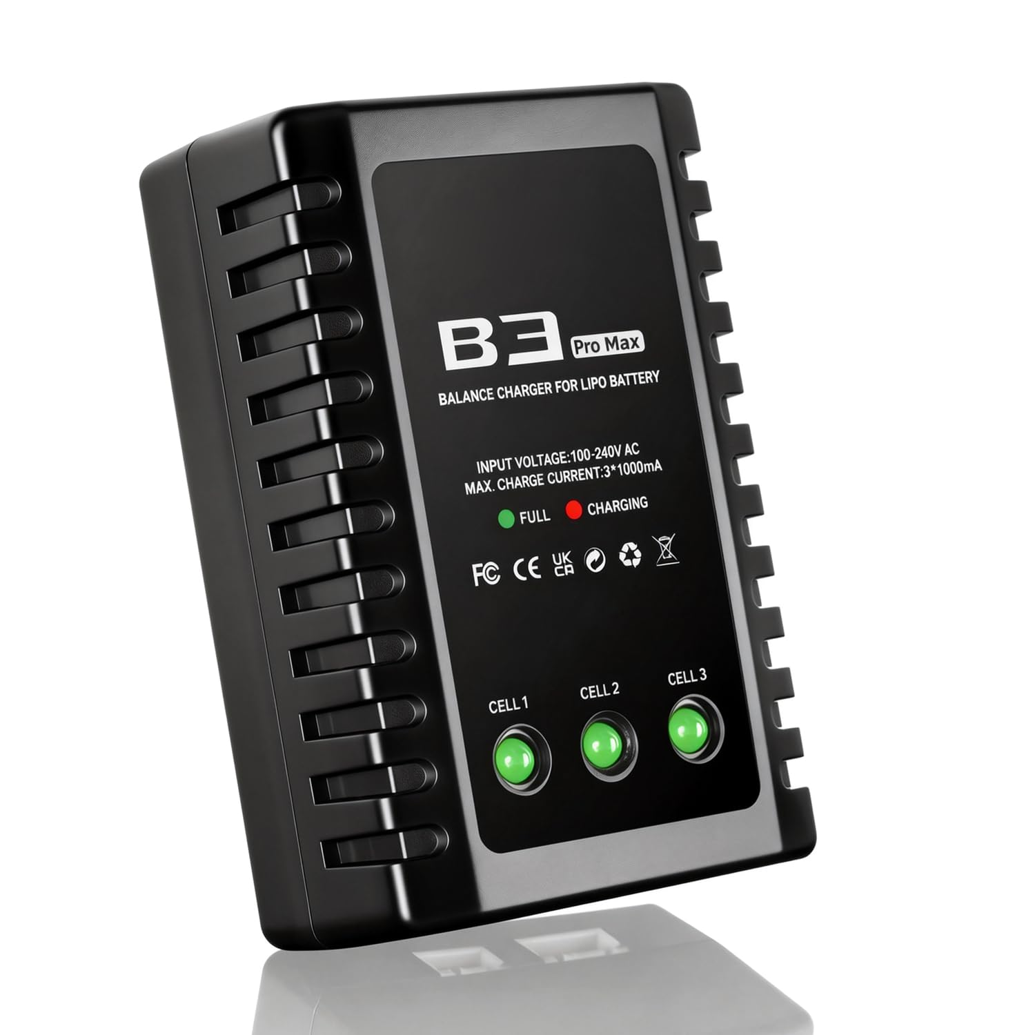 LiPo Battery Charger 2S-3S RC Balance Charger Compact Charger for 7.4-11.1V LiPo Batteries (Black)