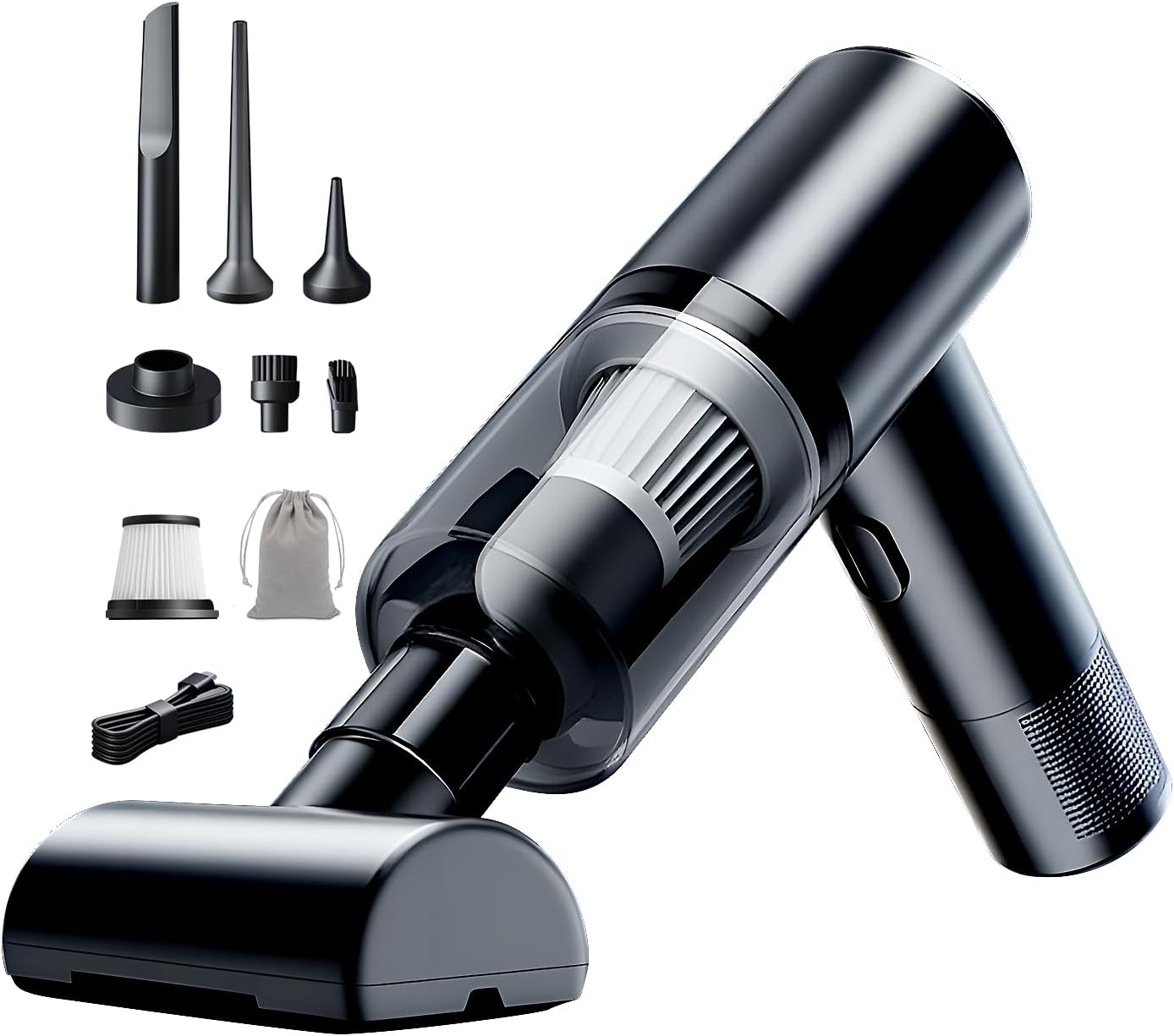 Aspiradora de mano para automóvil, aspiradora inalámbrica para automóvil con la mejor succión de 10000 PA, plumero de aire 2 en 1 y aspiradora,