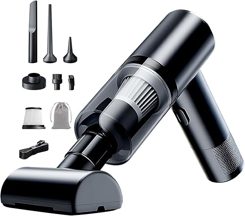 Aspiradora de mano para automóvil, aspiradora inalámbrica para automóvil con la mejor succión de 10000 PA, plumero de aire 2 en 1 y aspiradora,