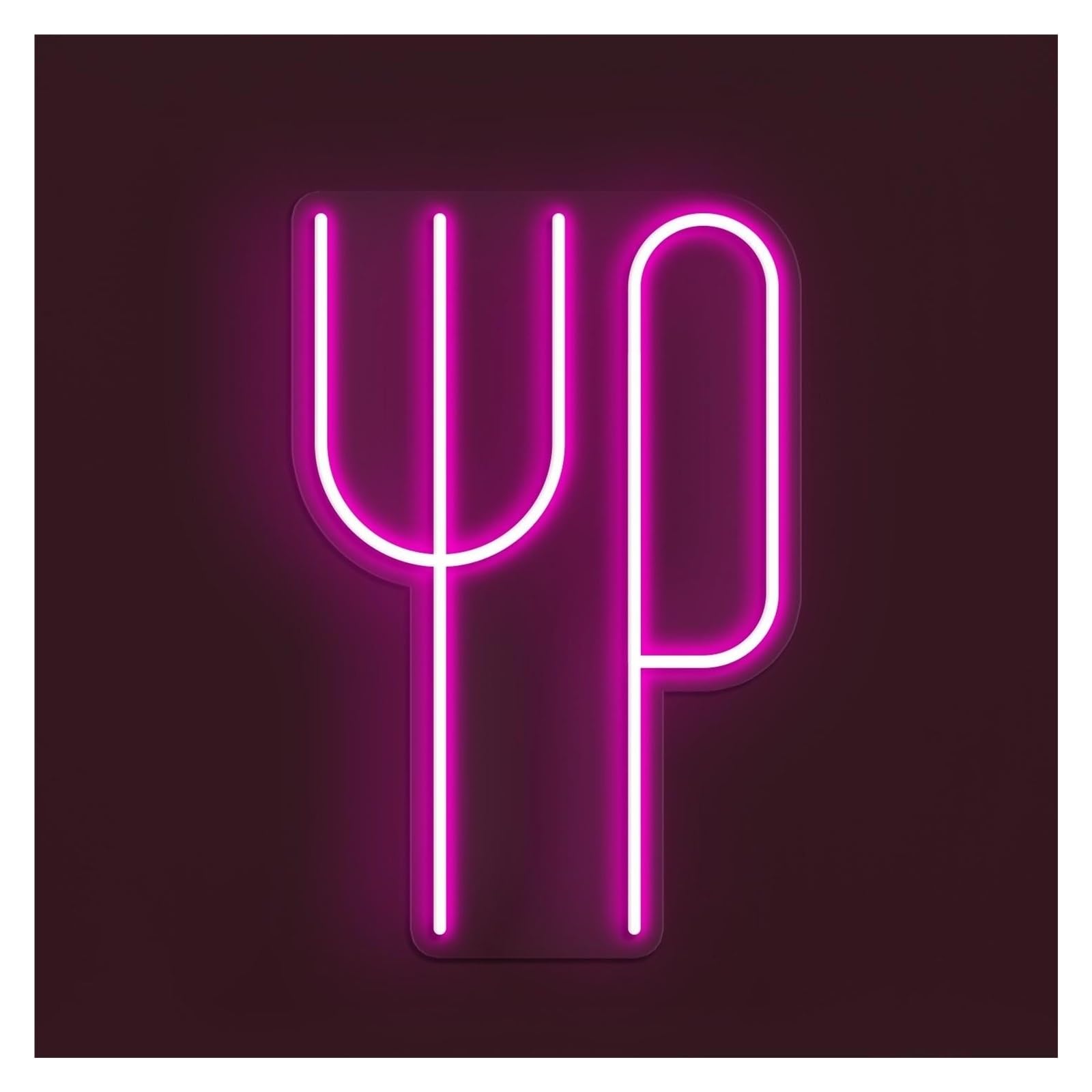 Rongch Rose Red Hanging Art Signs Fork Knife Neon Sign Handmade, Suitable For Restaurants Decor With Brightness Adjustable 30Cm(Rose Red)