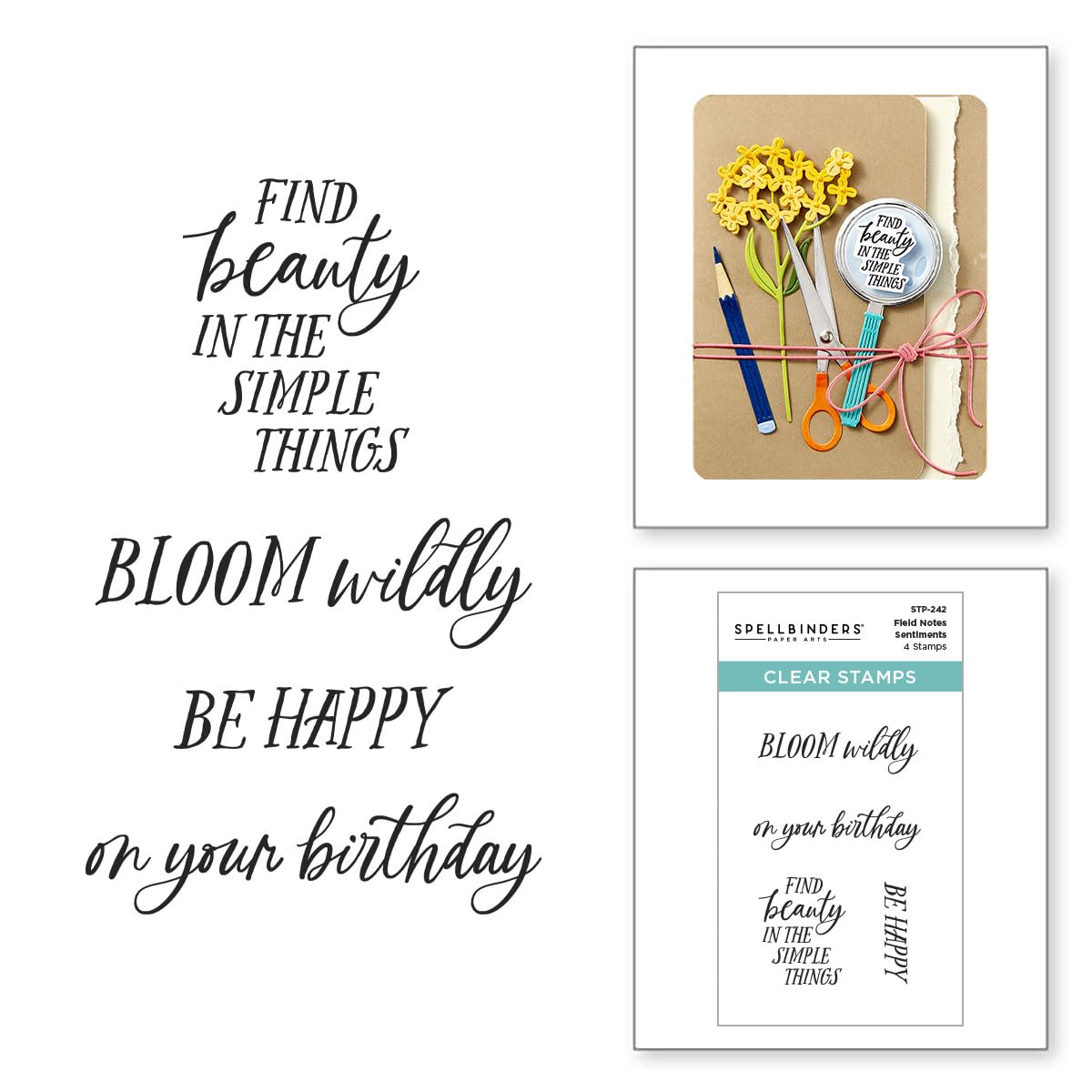 Spellbinders Field Notes Sentiments Clear Stamp Set from The Field Notes Collection