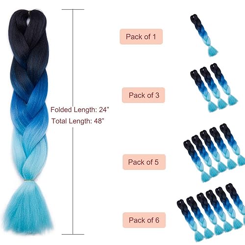 Miniatura 7 de Extensiones de cabello sintético de 24 pulgadas con diseño de arco iris africano de alta temperatura, trenzado para Senegal Twist, 3.53 onzas por