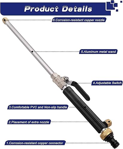 Miniatura 3 de CARFKA Hydro Jet Washer - Manguera de agua de alta presión con 2 boquillas de manguera, rociador de riego automático, rociador de riego flexible