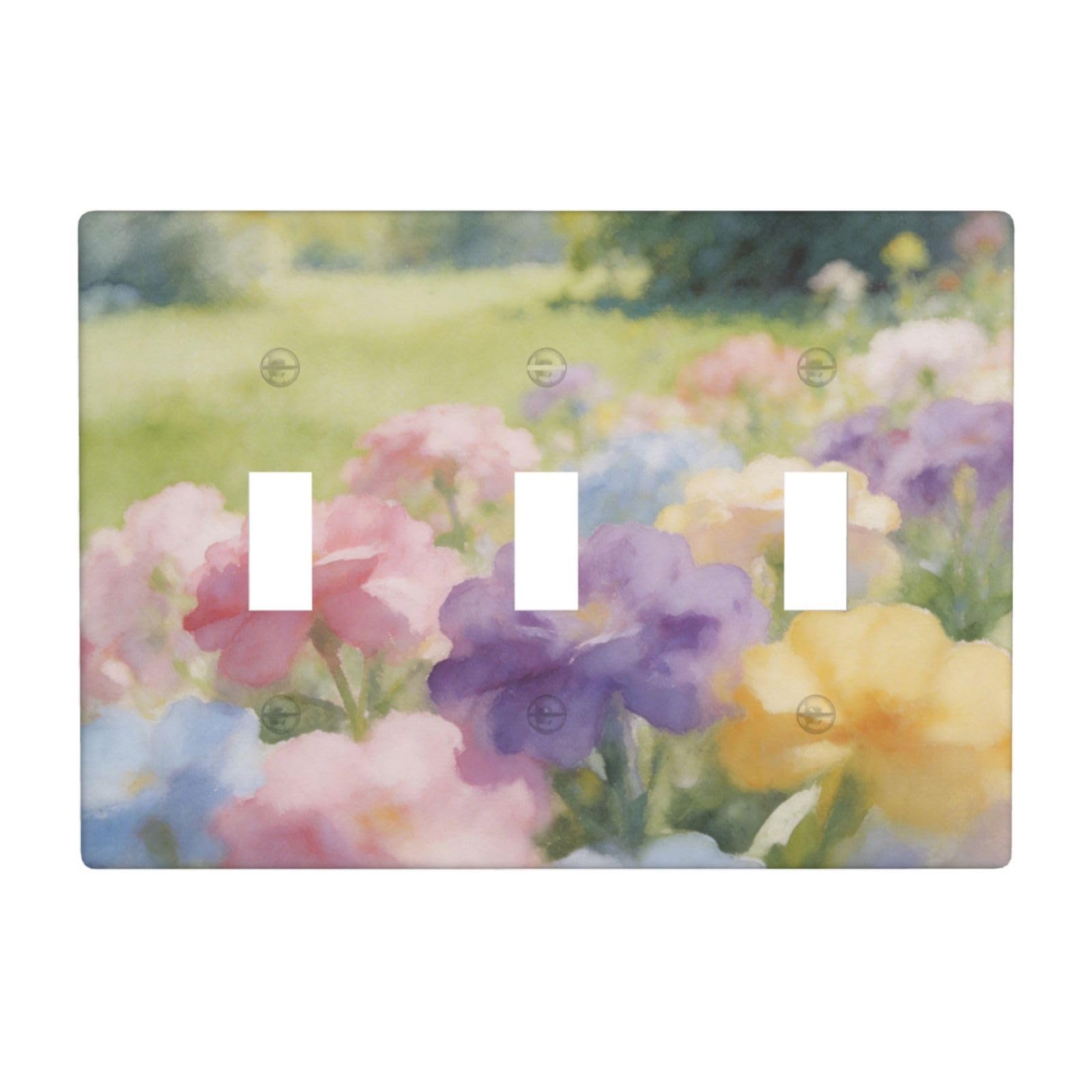 Garden Wash 3 Gang Switch Plate Cover-Unbreakable Polycarbonate Wall Plate, Heat Resistant Toggle Switch Decor for Home