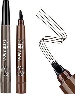 2PCS Eyebrow Tint,Dark Brown Eyebrow Pencil 4 Micro-Fork Tip,Eyebrow Pen,Eye Brown Pencil,Eyebrow Pen,Eye Brown Pencil,Brow Tint Dark Brown,Waterproof Eyebrow Pencil(Dark Brown&Grey)
