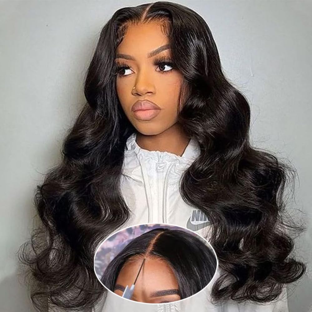 LJZYW Wear and Go Glueless Wig Human Hair Pre Plucked Pre Cut 5x5 Lace Closure Curly Wigs 180% Density Body Wave Human Hair Wig for Black Women