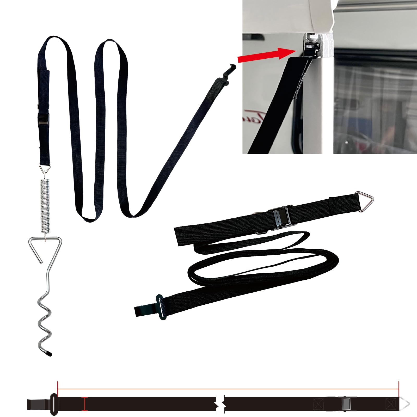 Verbessertes Sturmband Markise Fr Thule Omnistor  Sturmsicherung Mit 39cm  Spiralfrmigen Bodenankern & Hold Down Kit