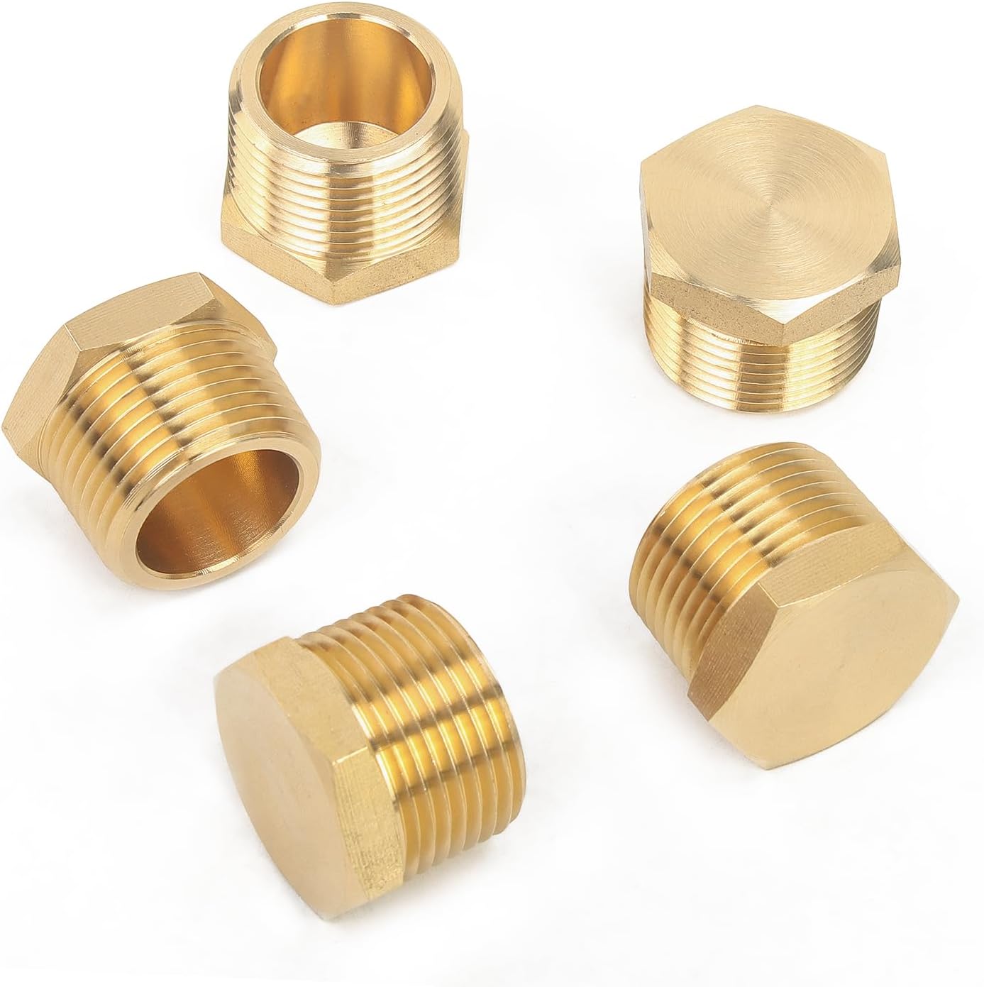 LTWFITTING Brass Pipe Hex Head Plug Fittings 3/8-Inch Male NPT Air Fuel Water Boat(Pack of 50)