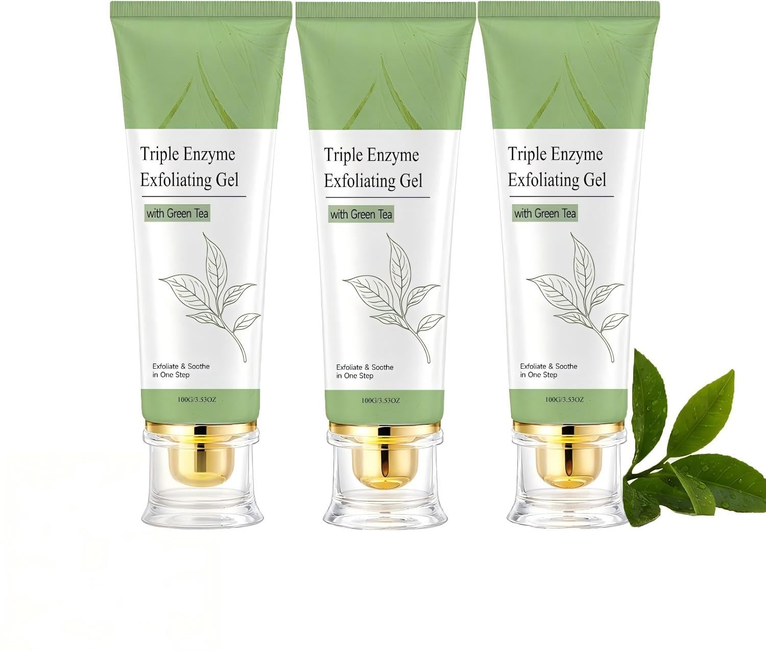 Gel esfoliante a triplo enzima con tè verde, rimuove le cellule morte, esfoliante viso per pori profondi, esfoliante viso delicato per uomo e donna