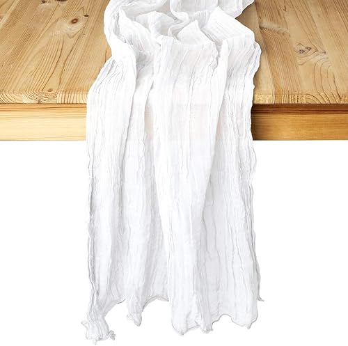 Miniatura 12 de Koyal Wholesale Camino de mesa de estopilla para decoración de boda, tela de gasa de tela transparente para granja rústica, fiesta bohemia nupcial,