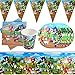 Sonic Party Supplies Decoration Set wopin-42 Pièces Sonic Set de Vaisselle de Fête Vaisselle Comprend Assiettes Nappe Serviettes Gobelets Fanion pour Enfants décoration