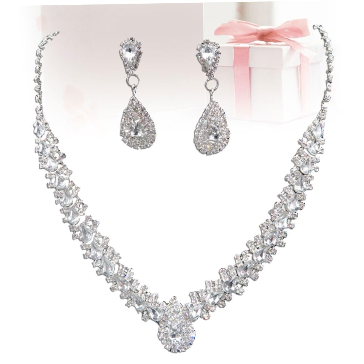 SHERCHPRY 3piezas De Joyería De Para Novia Collar y Pendientes Elegantes Para Boda y Compromiso De Pendientes Collar