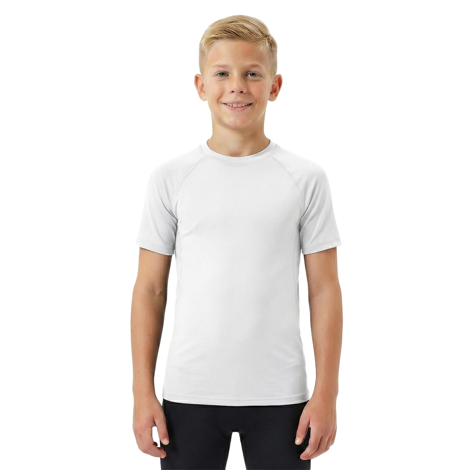 HYCOPROT Camiseta de Compresión para Niños Camisetas Interior de Manga Corta Alto Rendimiento Capa Baselayer Deportiva Transpirable Secado Rápido