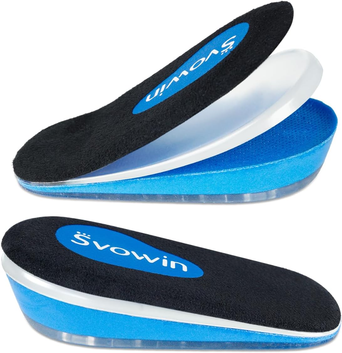 Svowin 3 Layers Adjustable Heel Wedge Lift for Leg Length Discrepancies, Height Increase Insoles for Heel Pain, Achilles Tendonitis, Gel Shoe Heel Cushions Cups for Men and Wowen(Large)