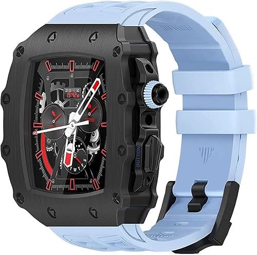 Miniatura 5 de OTGKF Stainless Steel Modification Kit Case With Rubber Watch StrapFor Apple Watch Series 8 7 45mm And Correa Metal Bezel Fluorine Rubber BandFor