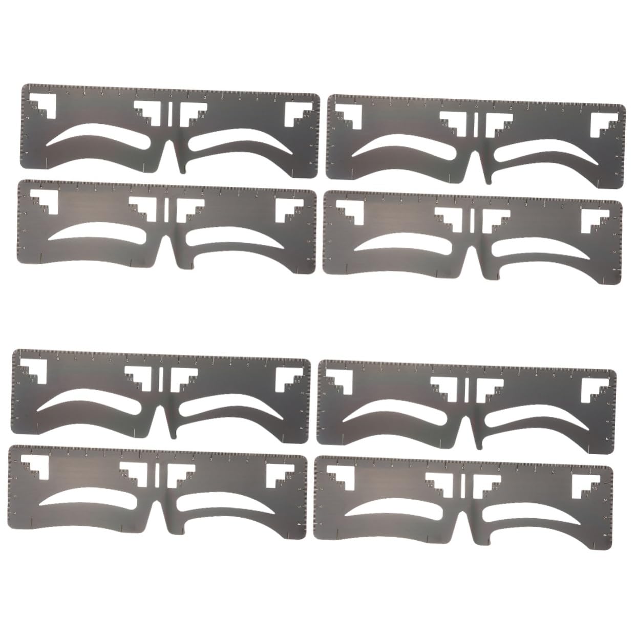 FRCOLOR 8 pz Righelli Sopracciglia Stencil per Modellare Le Sopracciglia Strumenti Trucco Microblading Modello Sopracciglia Falso Acciaio Inossidabile Etichettatura Sopracciglia Ritaglio