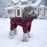 Vista 6 de Chaleco cálido de doble capa para perro, 4 patas cubiertas, resistente al viento, impermeable, reflectante para perros pequeños, medianos y grandes