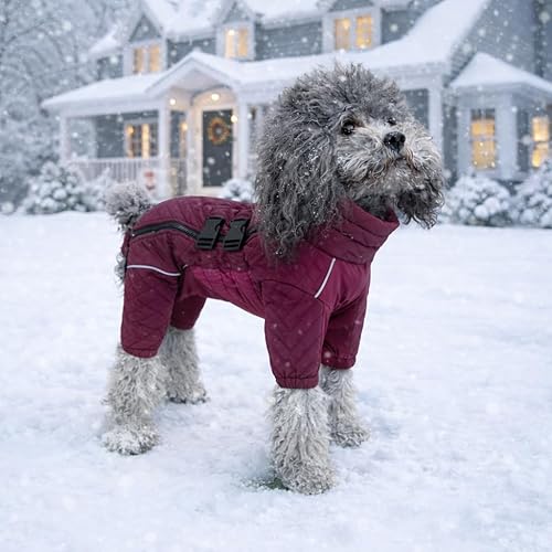 Miniatura 6 de Chaleco cálido de doble capa para perro, 4 patas cubiertas, resistente al viento, impermeable, reflectante para perros pequeños, medianos y grandes