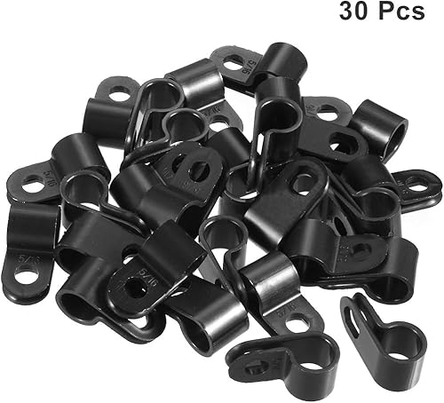 Miniatura 2 de uxcell 30 Uds Nylon R-Type Cable Clamp Organizador Cable Clips para Gestión de Cables 0.311 in Negro CC-1.5