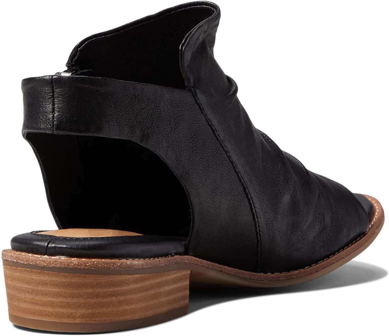 MOOMMO Women Low Block Heel Sandal Booties Peep Toe Side Zipper Sandals Cut Out Backless Chunky Stacked Heel Slingback Ankle Boots Open Toe Pleated Casual Heeled Sandals Dress Black 8 M US - Image 3