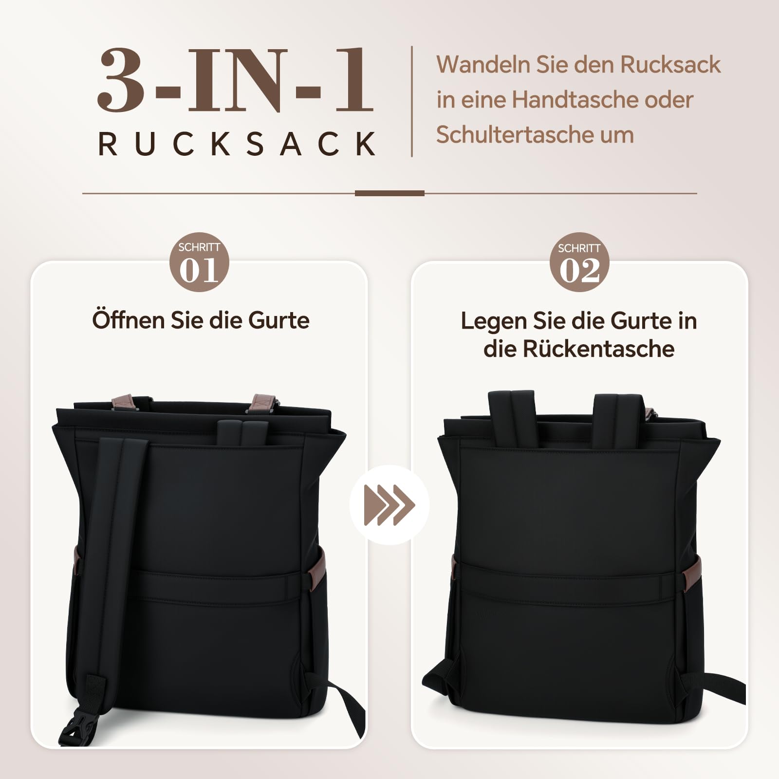 EMPSIGN Laptop-Rucksack Damen 15.6 Zoll Convertible Tasche für Büro