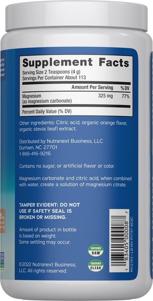 Natural Vitality Calm, Magnesium Citrate Supplement, Anti-Stress Drink Mix Powder, Gluten Free, Vegan, & Non-GMO, Orange, 16 oz