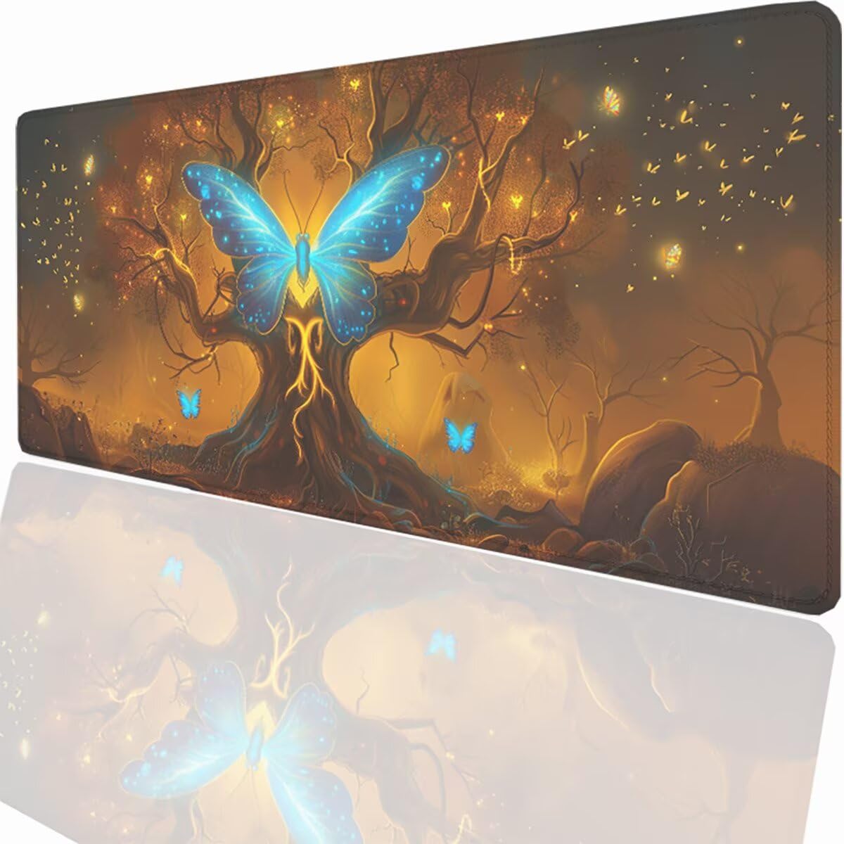 Podkładka pod mysz do gier XXL duża mysz 1500 x 800 x 3 mm, duża podkładka pod biurko z antypoślizgową gumową podstawą dla graczy PC, poprawia precyzję i szybkość motyla PjY17059 N-U