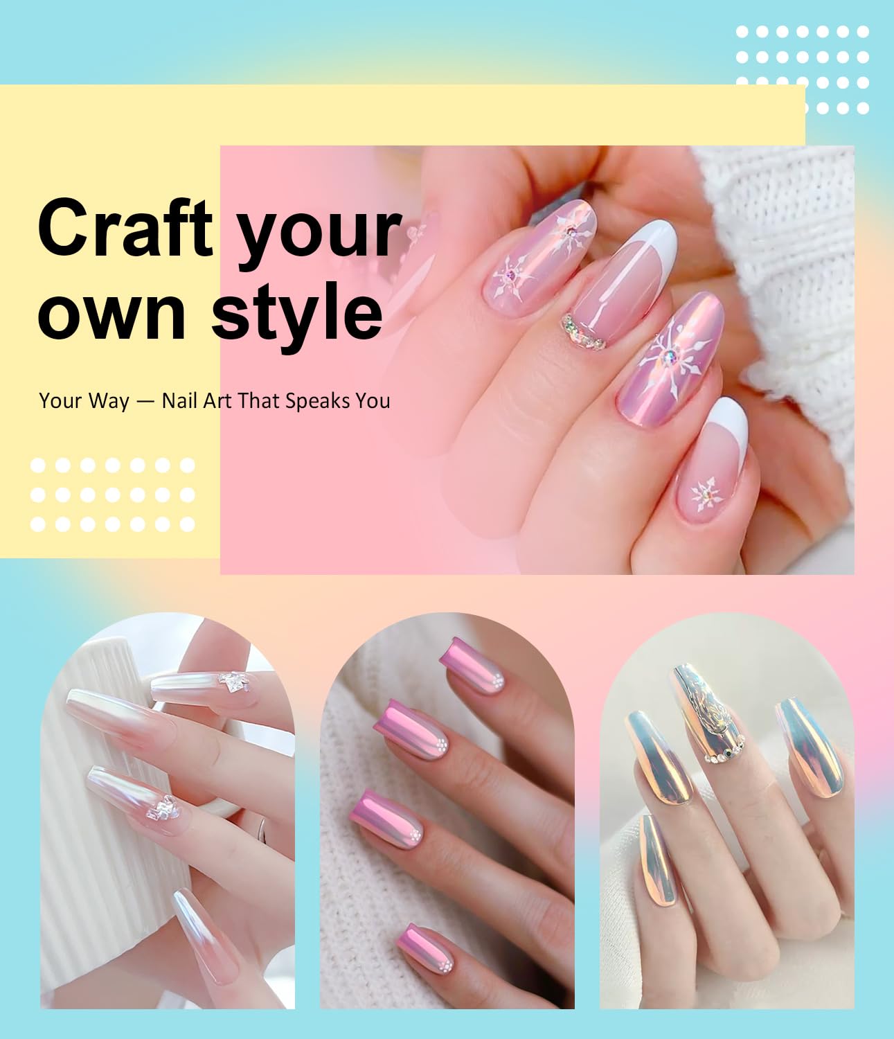 Pearl Chrome Nail Powder BISHENGYF -Fairy EffectPink Chrome Nail Powder White Aurora Yellow Mermaid Iridescent Nail Chrome Powders Metallic Mirror Glitter Pigment Dust For Nail Art Decroation DIY - Image 2