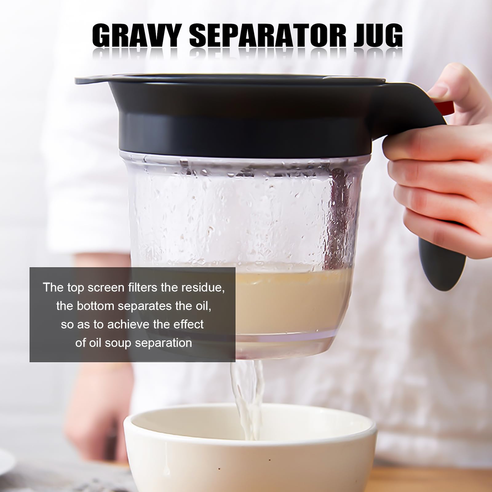 Separatore Di Grasso Per Sugo 1000ml – Sgrassatore Olio Da Cucina Con Filtro E Rilascio Inferiore - 2