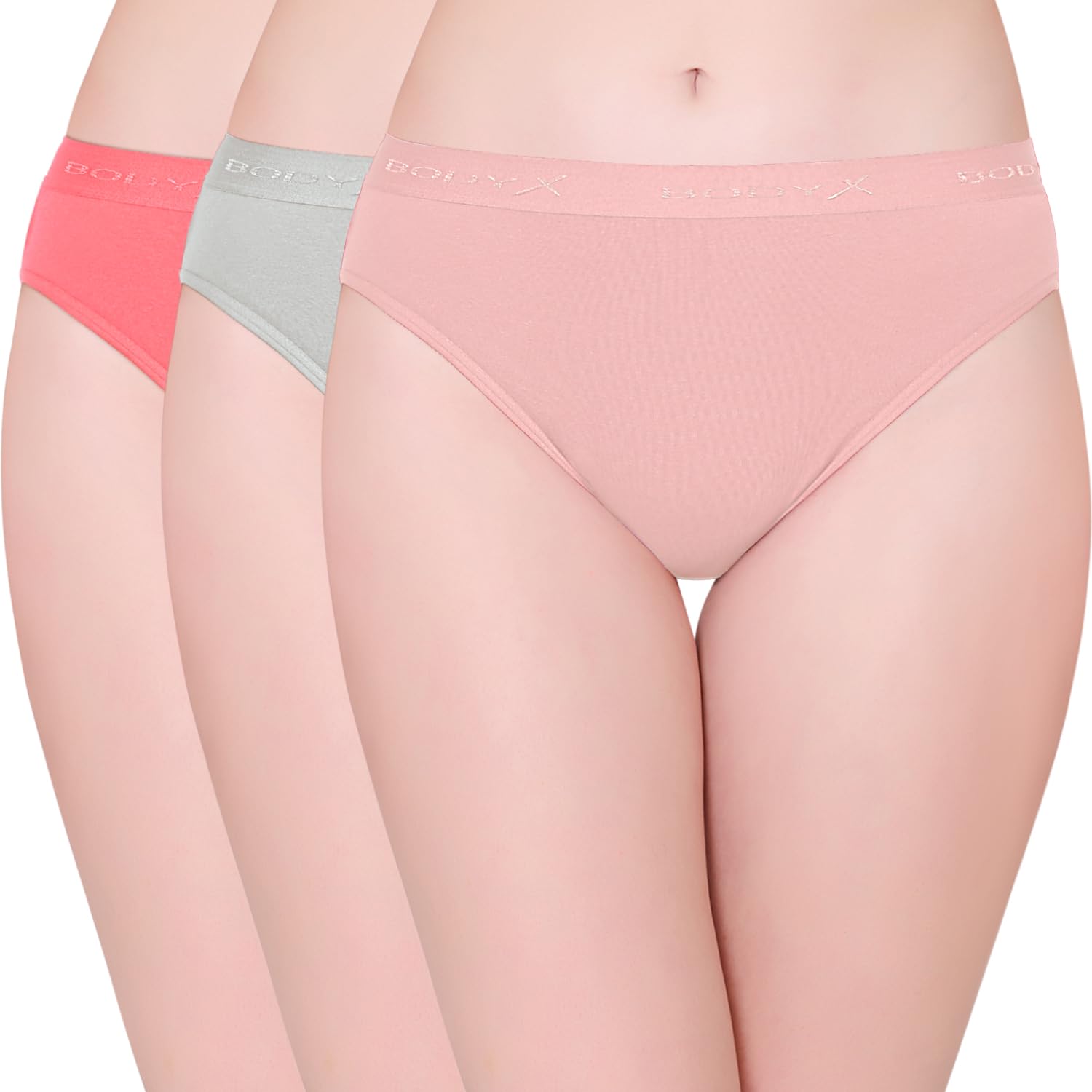 body BodyX Women Pure Cotton Mid-Waist| Hipster Panties, Pack of 3 – Multicolour BX506-C-picture-43